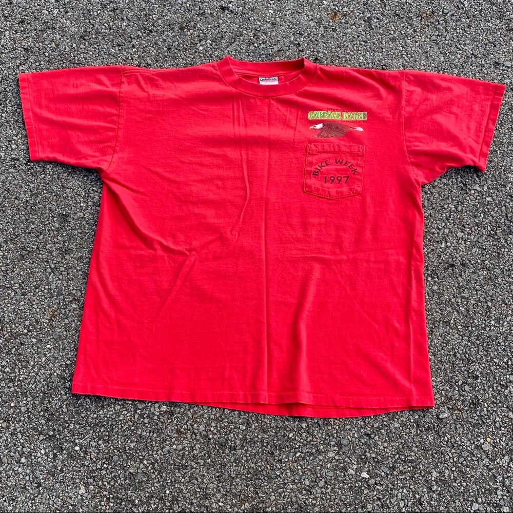 Vintage 1997 eagle graphic bike week pocket tee